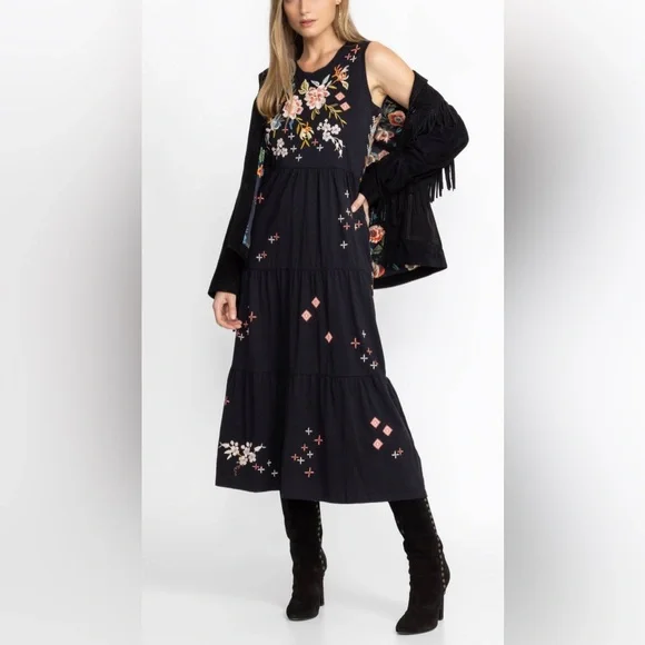 JOHNNY WAS Ceretti Floral Cotton Floral Embroidered Tank Dress Boho - Size S/M? - Picture 10 of 17